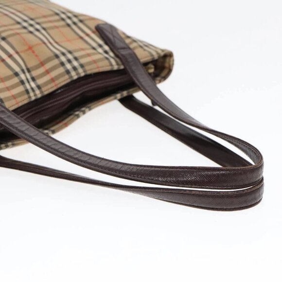BURBERRY Nova Check Tote Bag Canvas Beige Auth 91273 - Picture 8 of 16